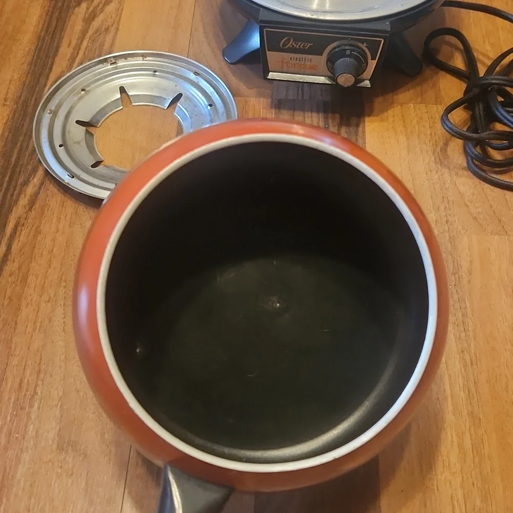 Oster Electric Fondue Pot With Forks Authentic Retro Volcano Red